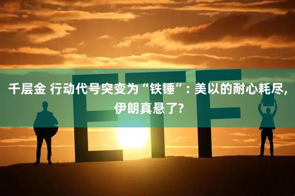 千层金 行动代号突变为“铁锤”: 美以的耐心耗尽, 伊朗真悬了?